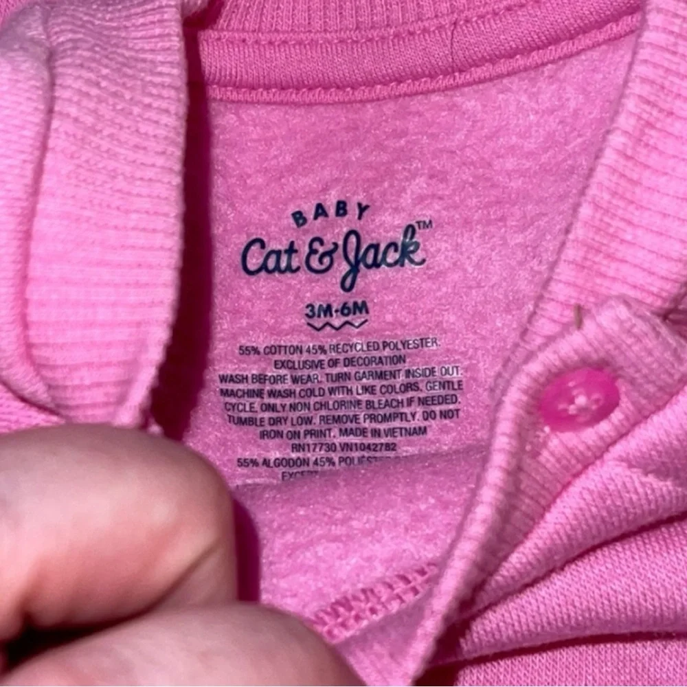 Cat & Jack Baby Girl 3 Piece Set - 3-6M - Pink Sweatpants, Sweatshirt, LS Onesie